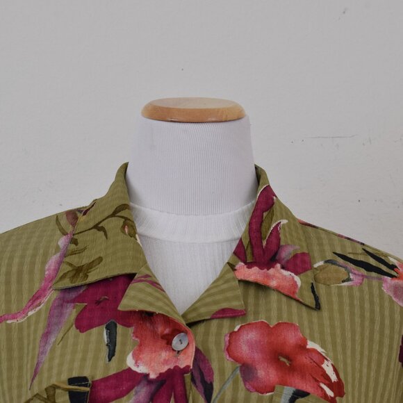 Vintage 1990s Botanical Button Down Blouse by Snug Harbor - Picture 7 of 12